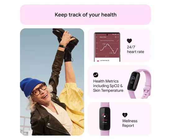 Fitbit Inspire 3 Health & Fitness Tracker Lilac Bliss
