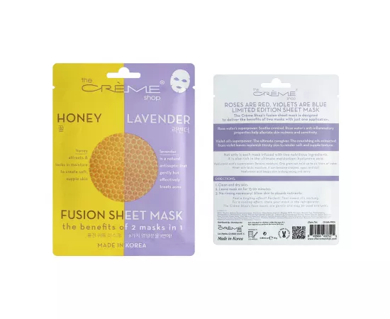 The Crème Shop Honey Lavender 2 In 1 Fusion Sheet Mask Honey Lavender Oil