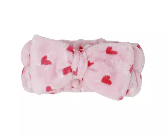 The Crème Shop Classic Pink Teddy Headyband with Pink Hearts