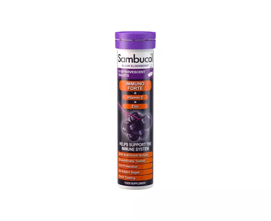 Sambucol vitamin c effervescent tablets, Zinc, Natural Black Elderberry, Immunity Booster - 15 Tablets