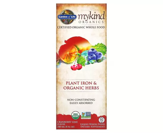 Garden of Life MyKind Organics Plant Sourced Iron and Organic Herbs 8 fl oz (240 ml)