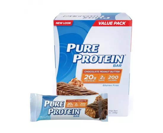 بيور بروتين بالشوكولا وزبدة الفول السوداني 50 جرام - صندوق من 6 قطع