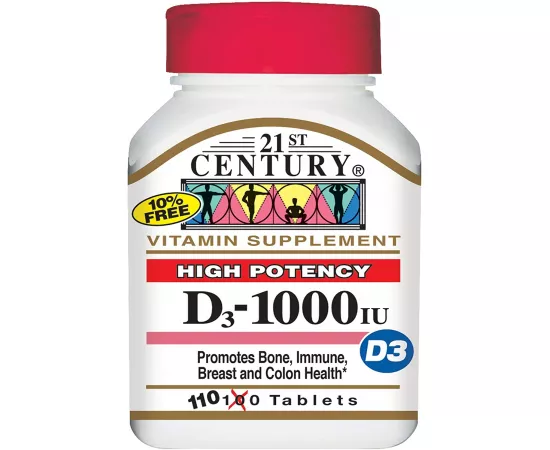 21st Century D3-1000 IU Tablets High Potency- 110 Tablets