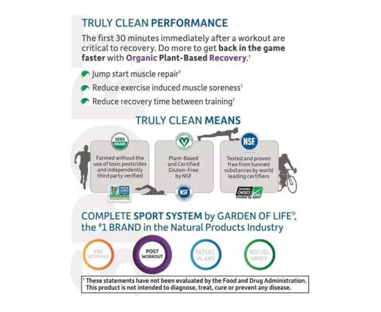 Garden Of Life Sport Organic Plant Based Recovery Blackberry Lemonade 15.7 oz (446 g)