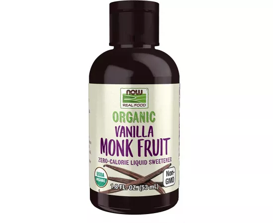 Now Foods, Real Foods Organic Vanilla Monk Fruit Zero Calorie Liquid Sweetner 1.8 Fl Oz (53ml)