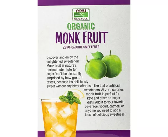 Now Foods, Real Food Organic Monk Fruit Zero-Calorie Sweetener, 70 Packets - 2.47 oz (70 g)