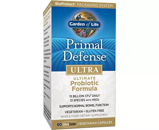 Garden of Life Primal Defense Ultra Ultimate Probiotic Dietary Supplement for Digestive and Gut Health Vegetarian Capsules 60's