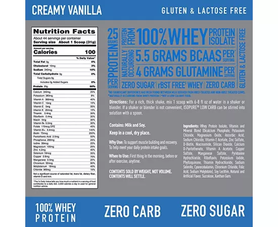 Nature's Best Zero Carb Isopure Vanilla 3 lb 1.36 Kg