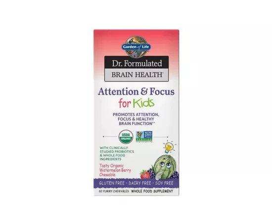 Garden of Life Dr. Formulated Brain Health Attention & Focus for Kids Watermelon Berry Flavor Chewables 60's