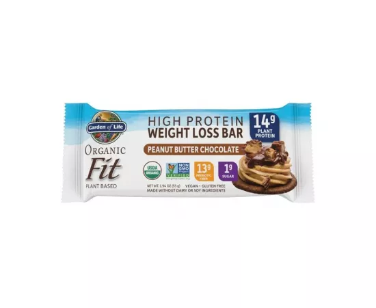 Garden of Life Organic Fit Weight Loss Bar Peanut Butter Chocolate 55gm (12 per carton)