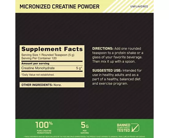 Optimum Nutrition Micronized Creatine Powder Unflavored 600g