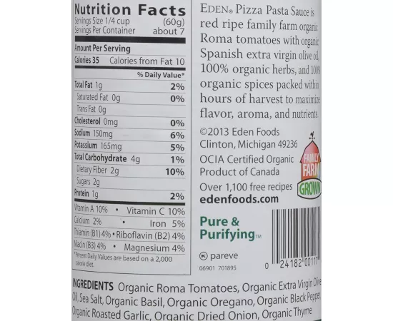 Eden Foods Organic Pizza Pasta Sauce Organic 425g
