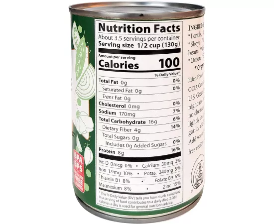 Eden Foods Organic Lentils W/Onion & Bay Leaf 425g