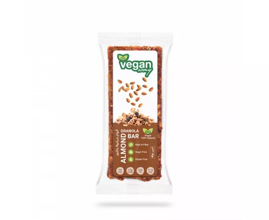 Vegan Way’s Granola Bar (Almond and Granola) | Non-GMO | Gluten Free | Vegan | Nutrition Bars | Energy Bars | Super Food Simple Ingredients | Healthy Snack | Breakfast Bars | Dairy Free | 40g
