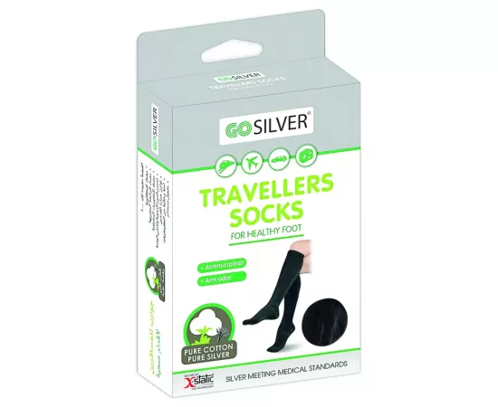 Go Silver Compression Socks for Traveling Black Size 35/38