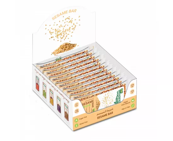 Vegan Way Sesame Bars with Flax Seeds and Dates | All Natural, Gluten Free – Crunchy Plant I 12 x 40g Based Snack | Vegan | Superfood | Individually Wrapped Bars | 12 x 40g