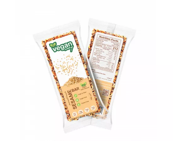 Vegan Way Sesame  Bars with Flax Seeds and Dates | All Natural, Gluten Free – Crunchy Plant Based Snack | Vegan | Superfood | Individually Wrapped Bars | 40g