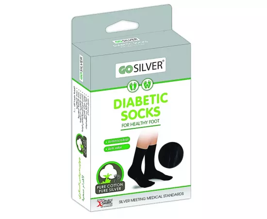 Go Silver Diabetic Socks Black Size 39/42