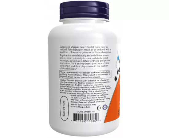 Now Foods L-Arginine, Double Strength 1000 mg 120 Tablets