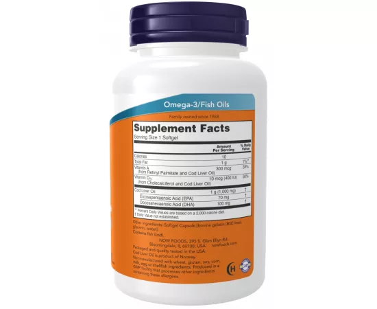 Now Foods Cod Liver Oil Extra Strength 1000 mg 90 Softgels