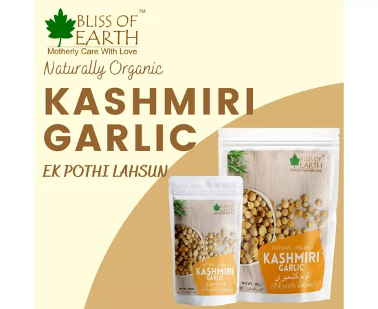 Bliss of Earth Naturally Organic Kashmiri Garlic From Indian Himalayas Single Clove Kashmiri Lahsun, Snow Mountain Garlicg Make Garlic Paste Garlic Mayonnaise Good for Health 1kg
