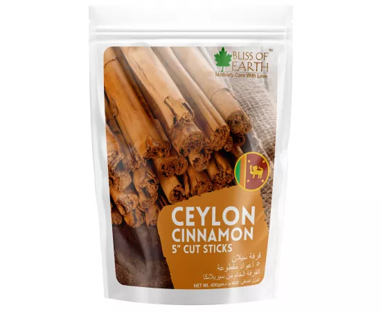Bliss of Earth  Ceylon Cinnamon (Dalchini) 5" Cut Sticks True Cinnamon Whole Raw From Sri Lanka Original Great for Cinnamon Tea, Cinnamon Bread Cinnamon Roll  400g