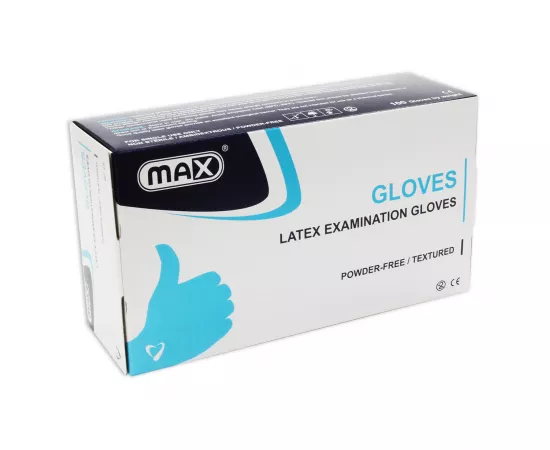 Max Latex Examination Gloves Powder Free  Size: Large 100pcs/box