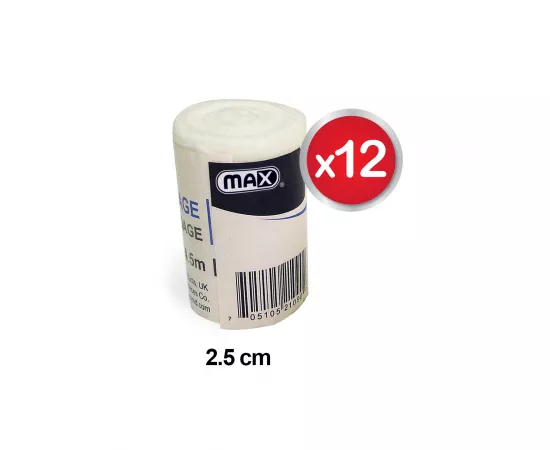 Max PBT Confirming Bandages 2.5cmx4.5m -12Pcs /Box