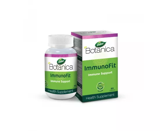 Dabur Botanica ImmunoFit Veg. Capsules | 12 Ingredients | Boosts Immunity | Turmeric | Vitamin C | Ginger | Ginseng | Herbal | Antioxidant | 60s
