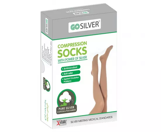 Go Silver Panty Hose, Compression Socks (18-21 mmHG) Open Toe Short/Norm Size 6