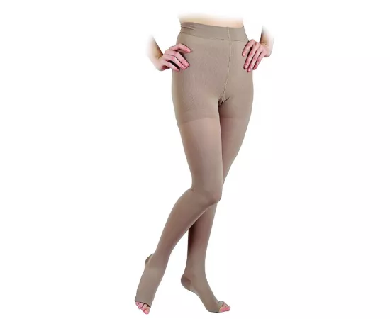 Go Silver Panty Hose, Compression Socks (23-32 mmHG) Open Toe Short/Norm Size 4