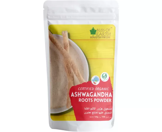 Bliss of Earth  Ashwagandha Root Powder Organics Certified Withania Somnifera Helps To Promotes Better Strength and  Stamina 100g
