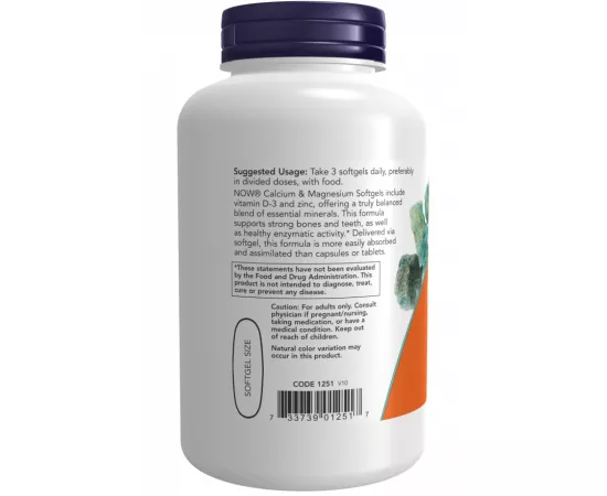 Now Foods Calcium & Magnesium with Vitamin D3 and Zinc  30 Softgels