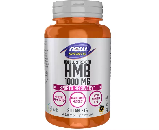 NOW Sports Nutrition HMB (β-Hydroxy β-Methylbutyrate) Double Strength 1000 mg 90 Tablets