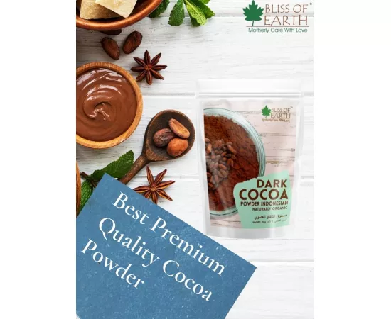 Bliss of Earth Naturally Organic Dark Cocoa Powder for Baking Chocolate Cake Cookies  Chocolate Shake Unsweetened Cocoa 1kg