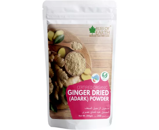 Bliss of Earth Certified Organic Dried Ginger (Adrak) Powder for Ginger Tea Ginger Paste, Ginger Bread, Antioxidant SuperFood 200g