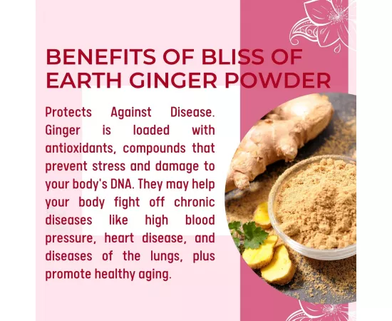 Bliss of Earth Certified Organic Dried Ginger (Adrak) Powder for Ginger Tea Ginger Paste, Ginger Bread, Antioxidant SuperFood 200g