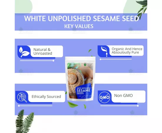 Bliss of Earth Organic Unpolished White Sesame Seeds or Eating Sesame Dressing  Cooking Raw Til Seeds 200g
