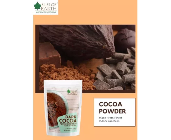 Bliss of Earth Naturally Organic Dark Cocoa Powder for Baking Chocolate Cake Cookies Chocolate Shake Unsweetened Cocoa 200g