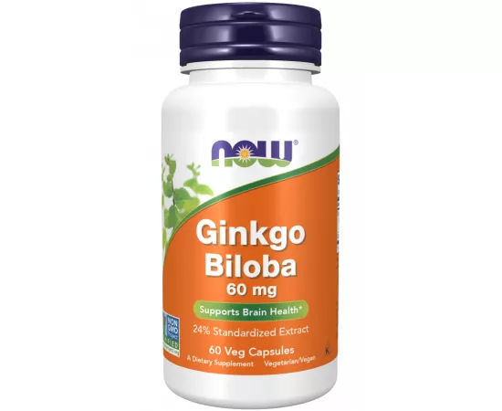Now Foods Ginkgo Biloba 60 Mg  60 Veg Capsules