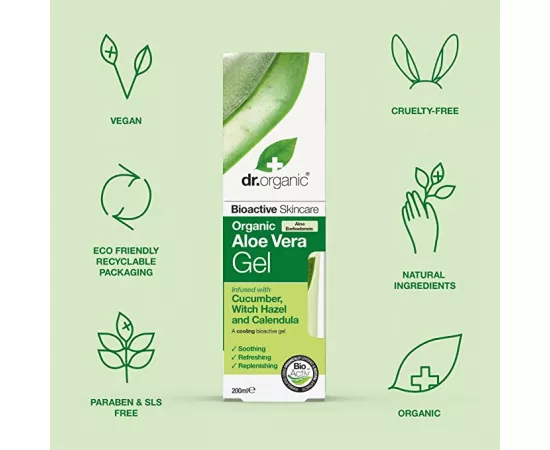 Dr. Organic Aloe Vera Gel With Cucumber With Hazel And Calendula 200 ml