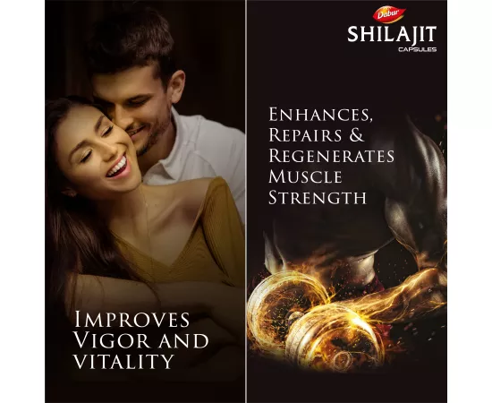 Dabur Shilajit Capsules |Increases Strength, Stamina & Power|Improves Muscle Strength & Repair|Supports Body Building|Natural Fulvic Acid|Immunity | 30's