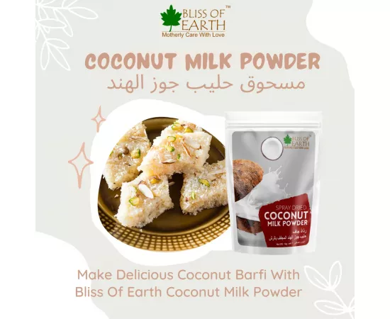 Bliss of Earth Coconut Milk Powder Organic Gluten Free Vegan Unsweetened for Beverages Curries and  Other Recipes Making 100g