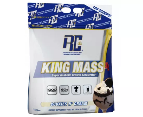 Ronnie Coleman Signature Series King Mass XL Mass Gainer Protein Powder Cookies and Cream 15 lbs