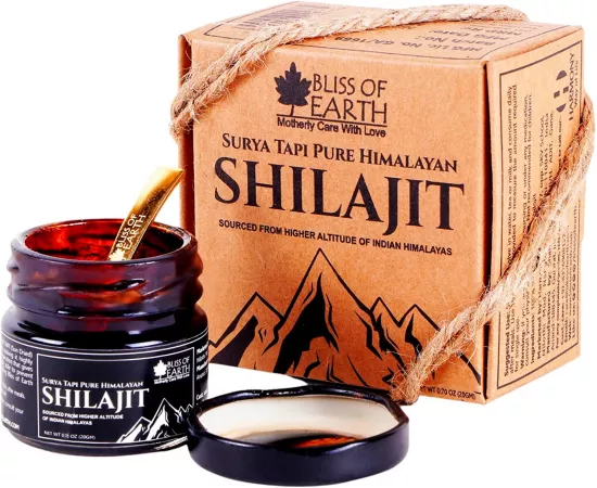 Bliss of Earth Original Surya Tapi Himalayan Shilajit Resin For Men & Women  90 Days Sun Dried Premium Shilajeet/Mumio Performance Booster  Rich in Fulvic Acid and 85+ Trace Minerals 20g