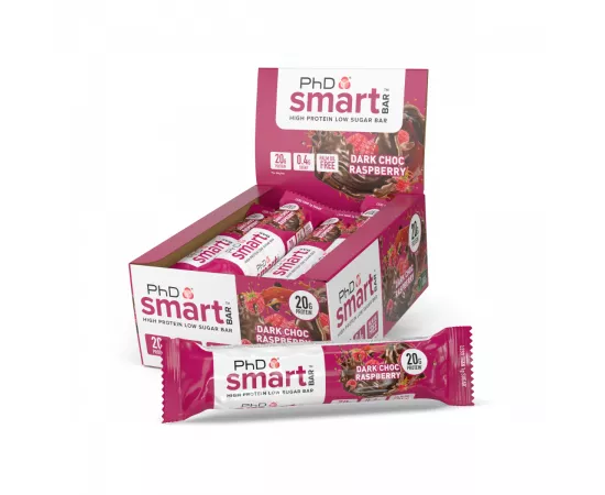 PhD Smart Bar Dark Chocolate Raspberry Flavor - Pack of 12
