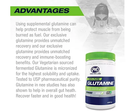 PVL 100% Pure Glutamine Unflavored 400g