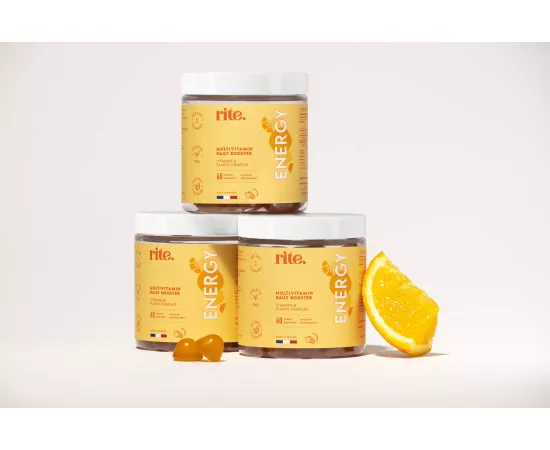 Rite Energy Multivitamin Daily Booster Orange Flavour Vegan Gummies Bundle 60 x 3