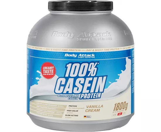 Body Attack 100% Casein Protein Vanilla Cream Flavor 1.8kg (4 lb)