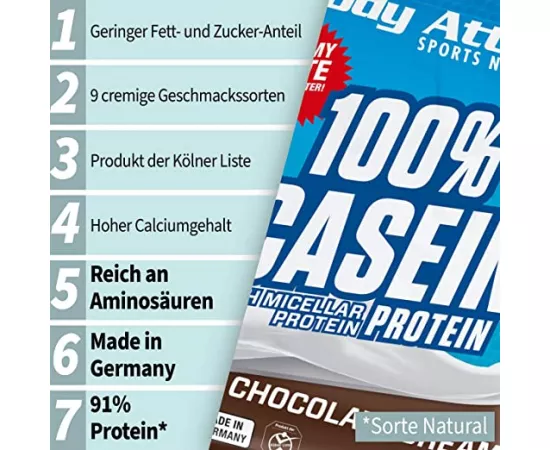 Body Attack 100% Casein Protein Vanilla Cream Flavor 1.8kg